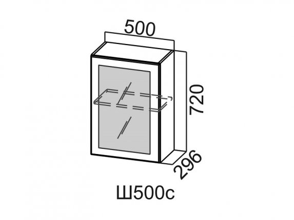 Шкаф навесной 500 со стеклом Ш500с Вектор 500х720х296